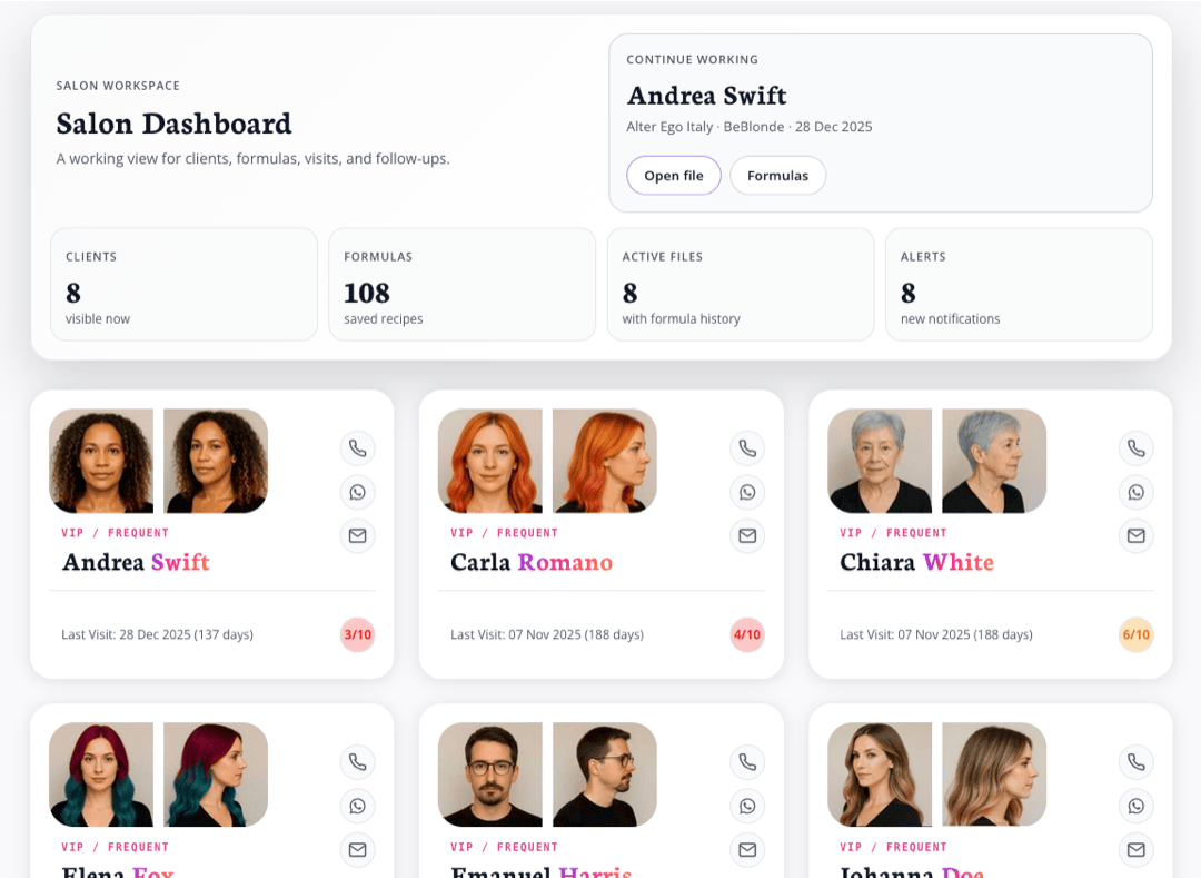 HairColorGPT — dashboard del salone